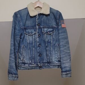 POLO Mens Denim Jacket with Shearling Collar.